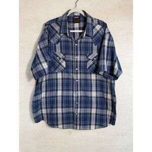 Plains 2X Western Wear Men’s Pearl Snap Buttons Short Sleeve Shirt Big Man